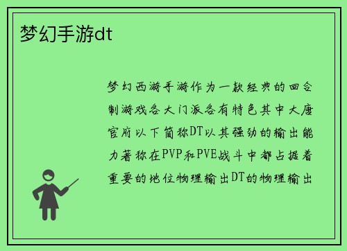 梦幻手游dt
